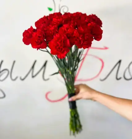 Траурный букет из 10 красных гвоздик