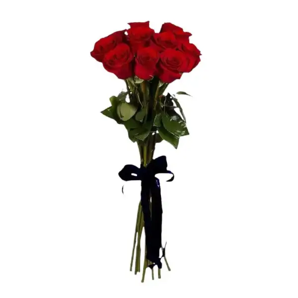 Траурный букет из 10 красных роз